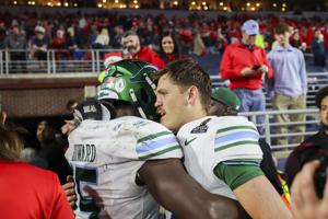 Last ride: Tulane’s Jon Sumrall, Jake Retzlaff, Sam Howard see the good through a rough day