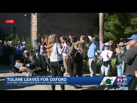 Fans send off Tulane football team as they travel to Oxford for College Football Playoff game